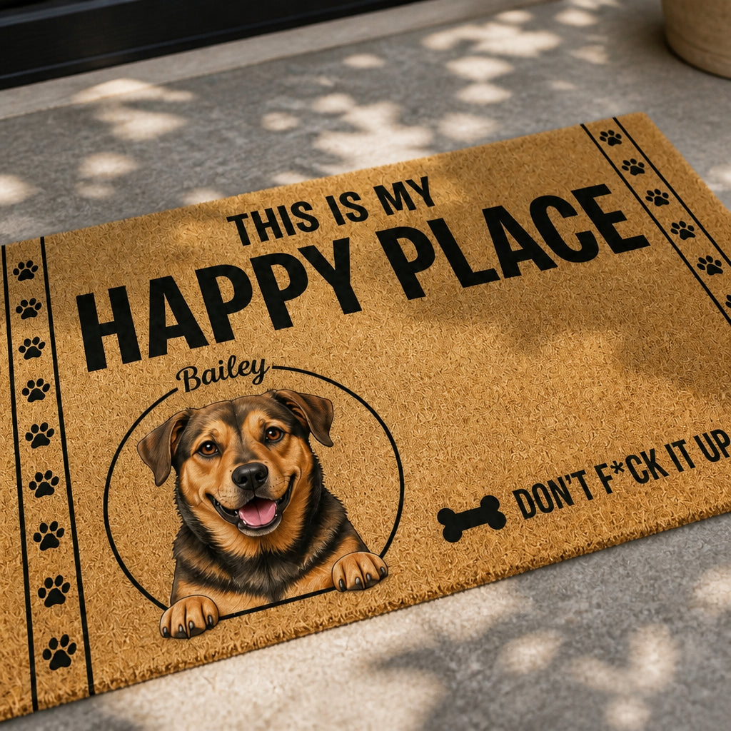 Personalized Dog Happy Place Doormat – Pet Portrait + Name - Personalized Doormat 5b03bf58-83c4-4bc9-857f-2590d2567477.jpg
