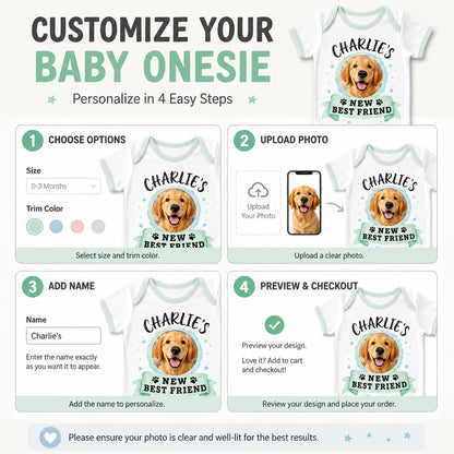 Pet Photo Baby Onesie - [Name]'s New Best Friend - Personalized Baby Onesie With Color 5b3ba4d9-a0ae-4802-ac42-012139565595.jpg
