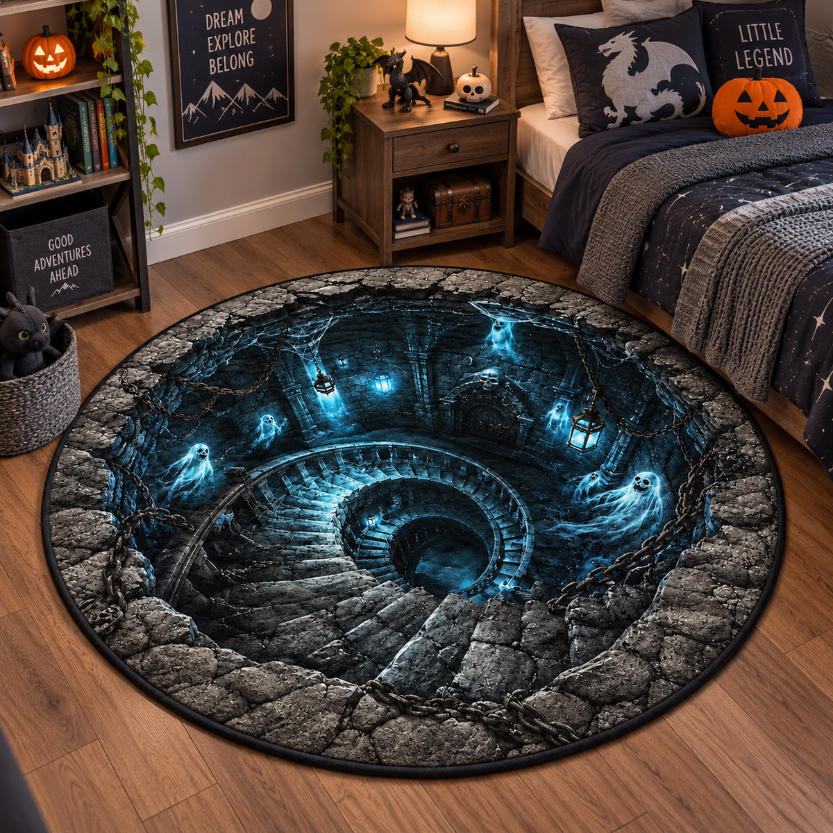 Halloween Quilted Round Rug, 3D Glowing Ghost Spiral Staircase Circle Area Rug, Spooky Dungeon Pit Floor Mat, Dark Gothic Home Decor 5ba5eadd-5b57-48c6-8fc6-2b2854d1d386-g-1-.png