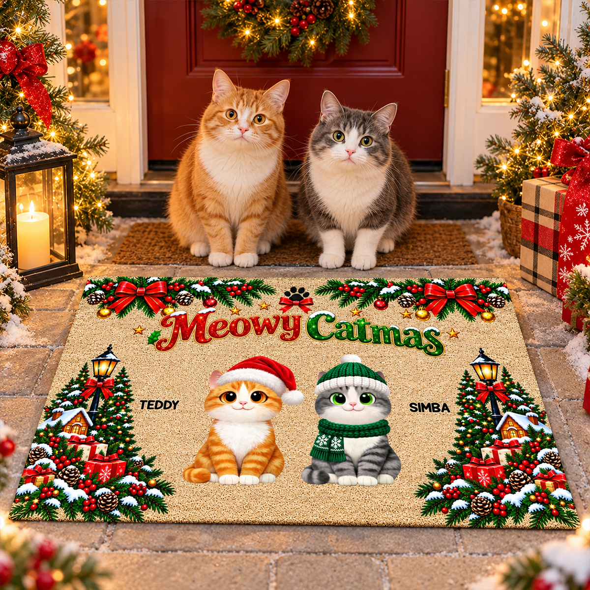 Christmas Meowy Catmas Cute Cats - Personalized Doormat - Christmas Gift For Cat Lovers, Christmas Decor 5ba8f717-1595-4694-be7b-811a7353c709-MOCKUP-1.png