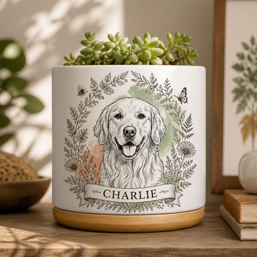 Botanical Pet Portrait Planter – Custom Name - Personalized Plant Pot & Vase 5bcb9988-56bb-407d-a6e4-5dca30b2121d.png
