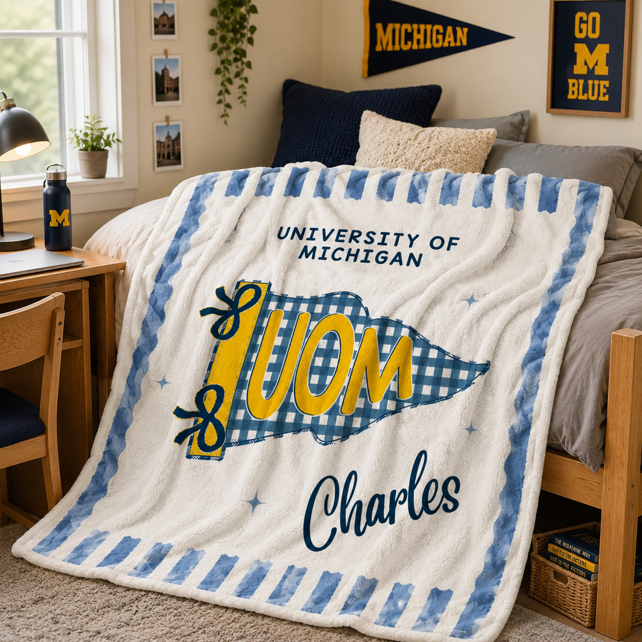 Custom School Pennant Flag Blanket, College Graduation Gift, Class of 2026 University Spirit Striped Pillow, Senior Night, College Bed Party 5bcf4770-f3dc-4026-a7d5-7da454cd1cf7-banner-1.png