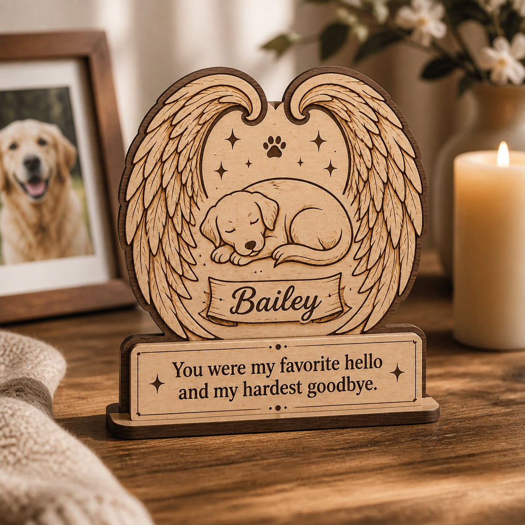 Pet Memorial Winged Dog Name Plaque – Wooden Standing Sign - Personalized Wooden custom shape Standing 2 layer (5mm) 5bdbfc68-fa00-4f97-9f29-3ed4cb8ab4c7.jpg
