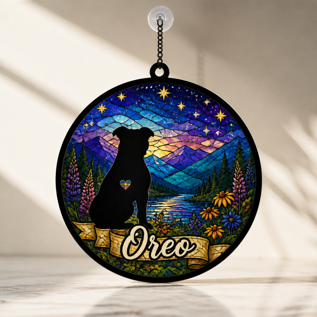 Personalized Dog Silhouette Stained-Glass Suncatcher (Pet Name) - Personalized Suncatcher Ornament 5be3ef57-98a4-4cd8-b5c3-b6da1d77205f.jpg