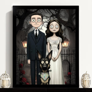 Personalized Wedding Portrait Gift, Custom Couple with Pets, Cute Gothic Portrait Your Photo, Newlywed Engaged Married, Valentines Day Gifts 5bf875de-12c5-4007-a40f-062db40eb5d7-5.jpg