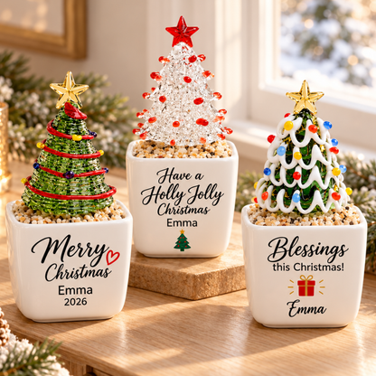 Personalized Mini Glass Christmas Tree, Custom Teacher Christmas Gift, Name Ceramic Flower Pot, Holiday Desk Keepsake 5bfdcdf7-4bc6-498b-913d-0df7db455cac-1.png