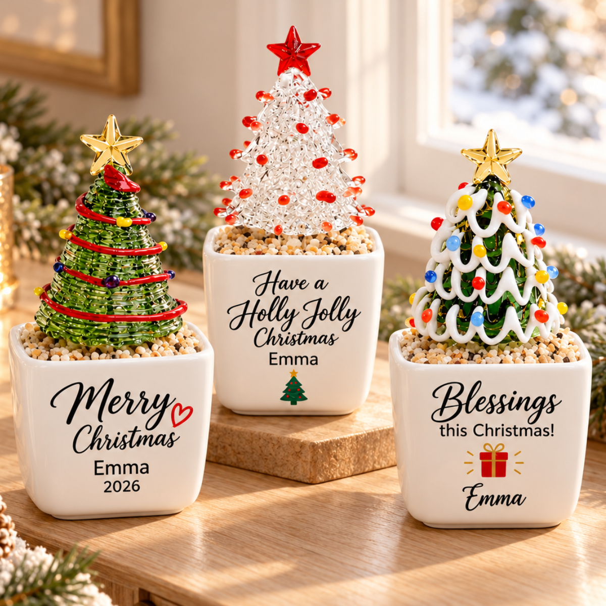 Personalized Mini Glass Christmas Tree, Custom Teacher Christmas Gift, Name Ceramic Flower Pot, Holiday Desk Keepsake 5bfdcdf7-4bc6-498b-913d-0df7db455cac-1.png