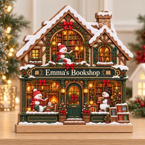Snowman Bookshop Wooden Block, Personalized Winter Bookstore Christmas Decor, Book Lover Shelf Sign, Reading Lover Gift, Bookish Christmas Gift 5c0beee2-68eb-449a-a810-17dafead094a-Emma-s-Bookshop-snowy-plaque-1.png