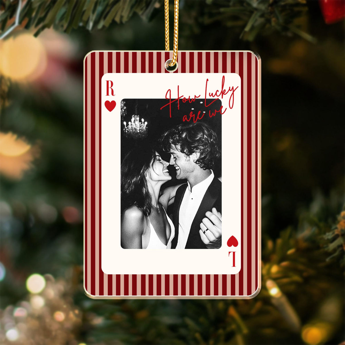 Personalized Striped Playing Card Couple Photo Ornament: Anniversary Gift, How Lucky We Are, Gifts for Boyfriend, Husband 5c3defca-184a-420c-8d2c-33e88ebd6419-9.jpg