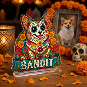 Sugar Skull Pet Standee – Custom Photo Portrait + Name - Personalized Acrylic Custom shape Standing 1 layer (FS) 5c43beea-568b-45b2-85ad-2b35f0736924.jpg