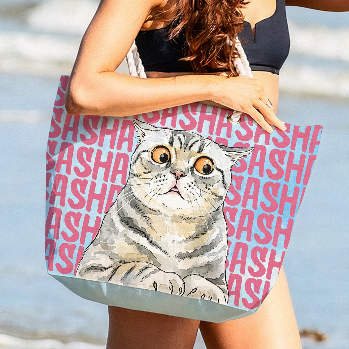 Custom Pet Portrait & Name Watercolor Style - Personalized Beach Bag - Summer Gift FOr Dog, Cat Lover 5c63e0ec-24b2-4a08-b4c7-88c7e246da00-6.jpg