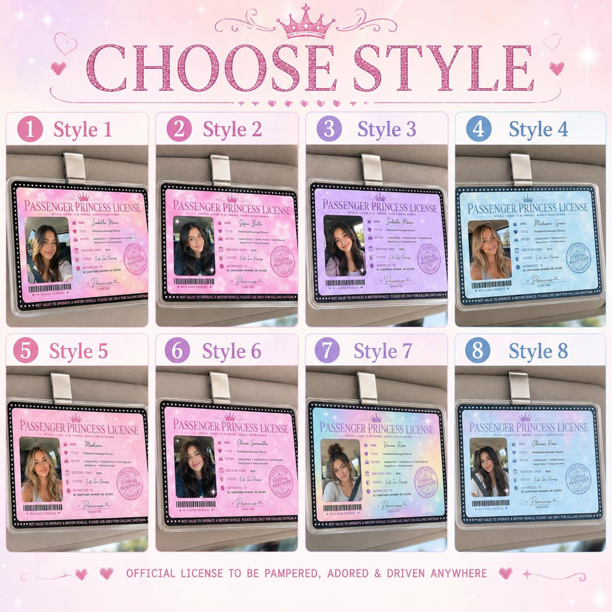 Custom Passenger Princess License Car Visor Clip, Personalized Photo Acrylic Car Accessory, Funny Couple Gift For Girlfriend 5c6fbbaa-ff96-4b88-b92f-6febb9d99dc6-2.jpg