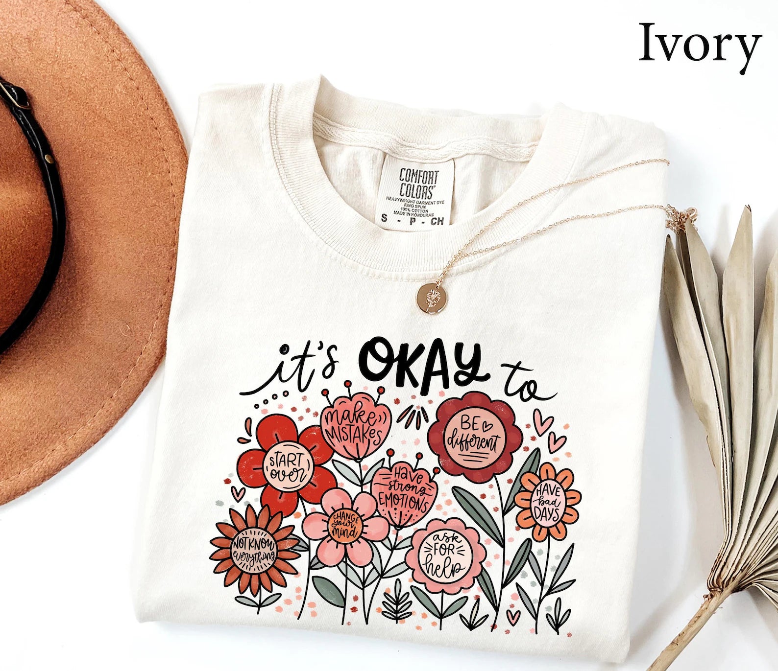 Comfort Colors Teacher Shirt, Teacher Appreciation gift, It's Okay Floral Shirt, Mental Health Motivational Gift, Teacher gift 5c96b518-5b00-4d5e-8225-4d2d3d1697e5-il_1588xN.7857629812_odds.webp