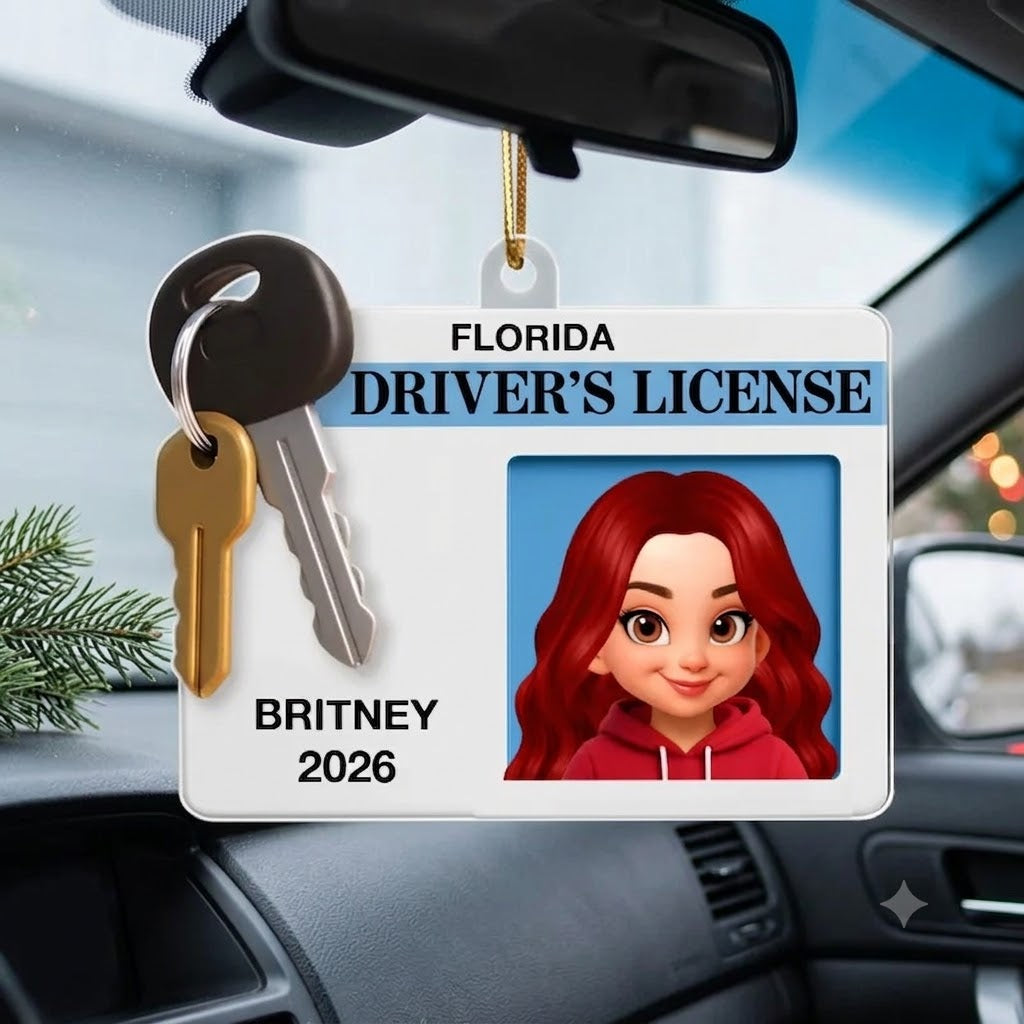 Driver's License 3D Effect - Personalized Acrylic Ornament - Christmas Gift For New Drivers, Teen Boy Teen Girl