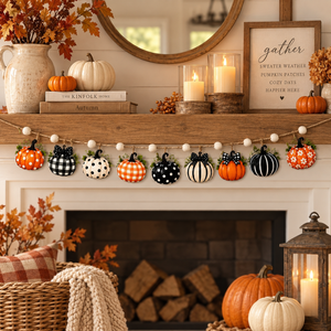Fall Wooden Pumpkin Garland, Farmhouse Mantel Banner, Autumn Wall Decor, Rustic Thanksgiving Hanging, Orange Black White Pumpkin Decoration 5cebf5f0-36aa-4b94-a52a-5e54d1d4b134-ec5f4db7-2243-4c52-824b-cbe48d3d7bc5.png