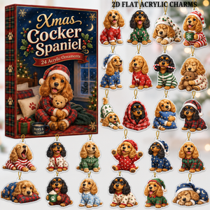 Cocker Spaniel Pajama Advent Calendar 2026 - 24-Day Festive Countdown, Acrylic Charms Blind Box - Gift For Cocker Spaniel Lovers 5d09fb29-c0e9-4566-b112-6ef75afe4bbe-cocker-spaniel-text.png