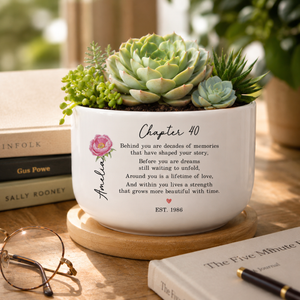 Personalized 40th Birthday Gift For Women, 40th Birthday Flower Pot, Custom Name Chapter 40 Planter