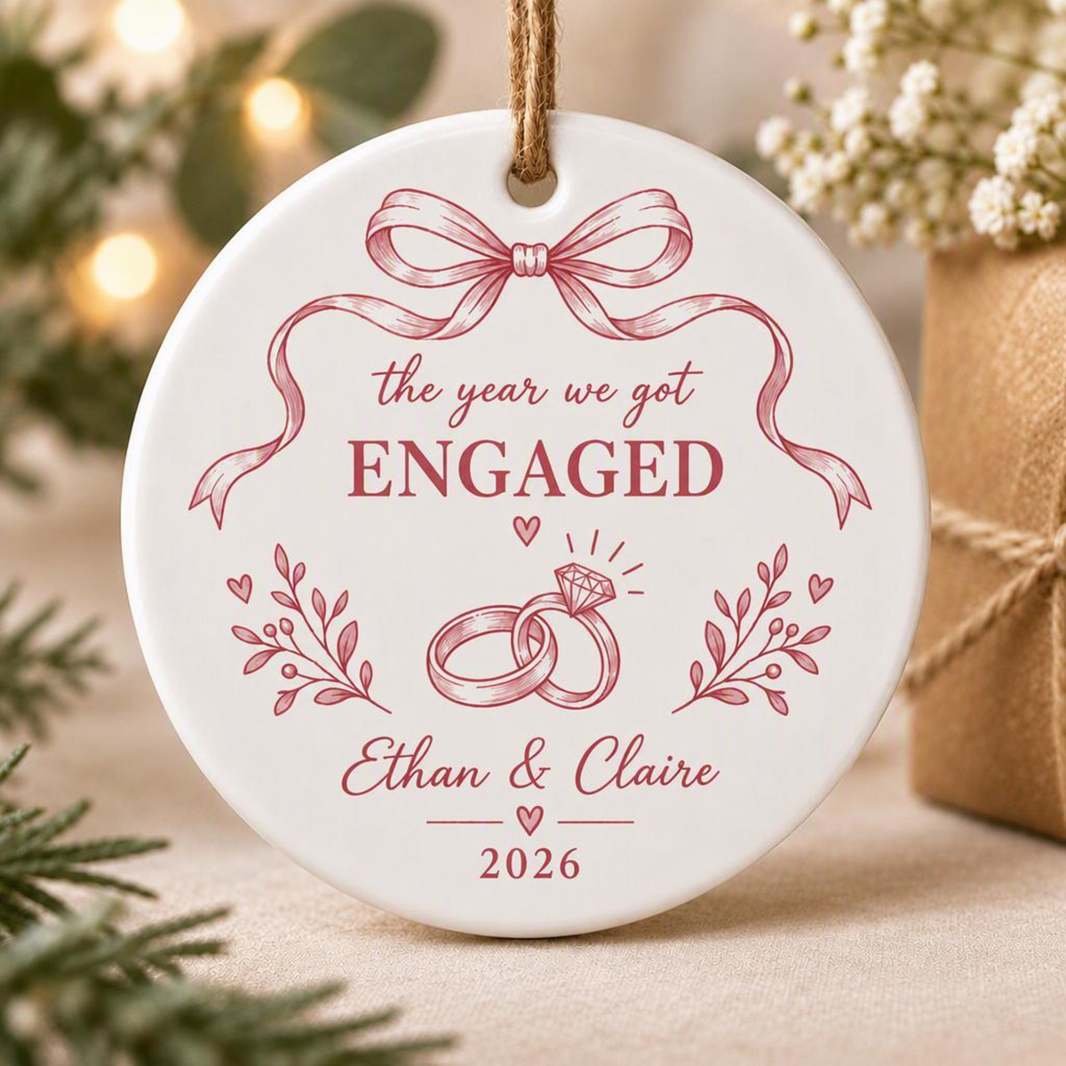 Engagement Ceramic Ornament, Personalized Couple Christmas Keepsake, The Year We Got Engaged Proposal Gift 5d0e4f09-56e3-461c-b5cd-784be20287e9-1_converted.png