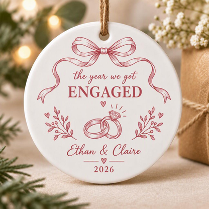 Engagement Ceramic Ornament, Personalized Couple Christmas Keepsake, The Year We Got Engaged Proposal Gift 5d0e4f09-56e3-461c-b5cd-784be20287e9-1_converted.png