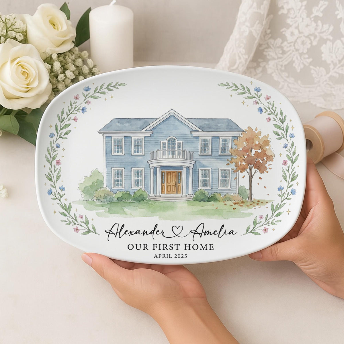 Personalized House Portrait Platter: Custom Home Watercolor, New Home Gift 5d244f9d-67f7-4bff-bf72-aff20eed42d7-11.jpg