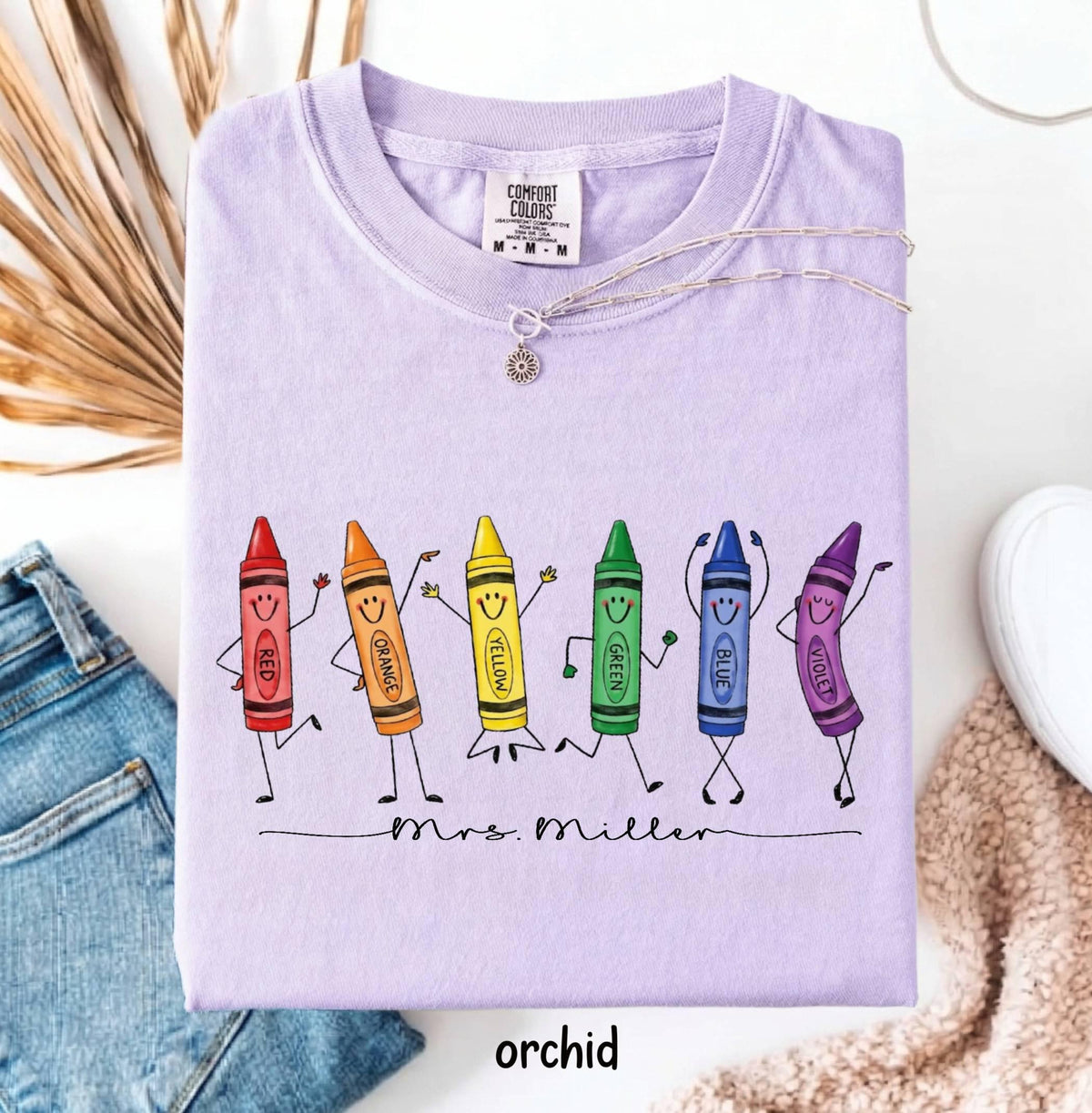 Comfort Colors Customized Crayon Doodles Teacher Shirt, Dancing Rainbow Back to School Tee, Kindergarten Elementary School Teacher Gift 5d5d4641-3aef-482e-ad6f-e5cf09036263-8.jpg