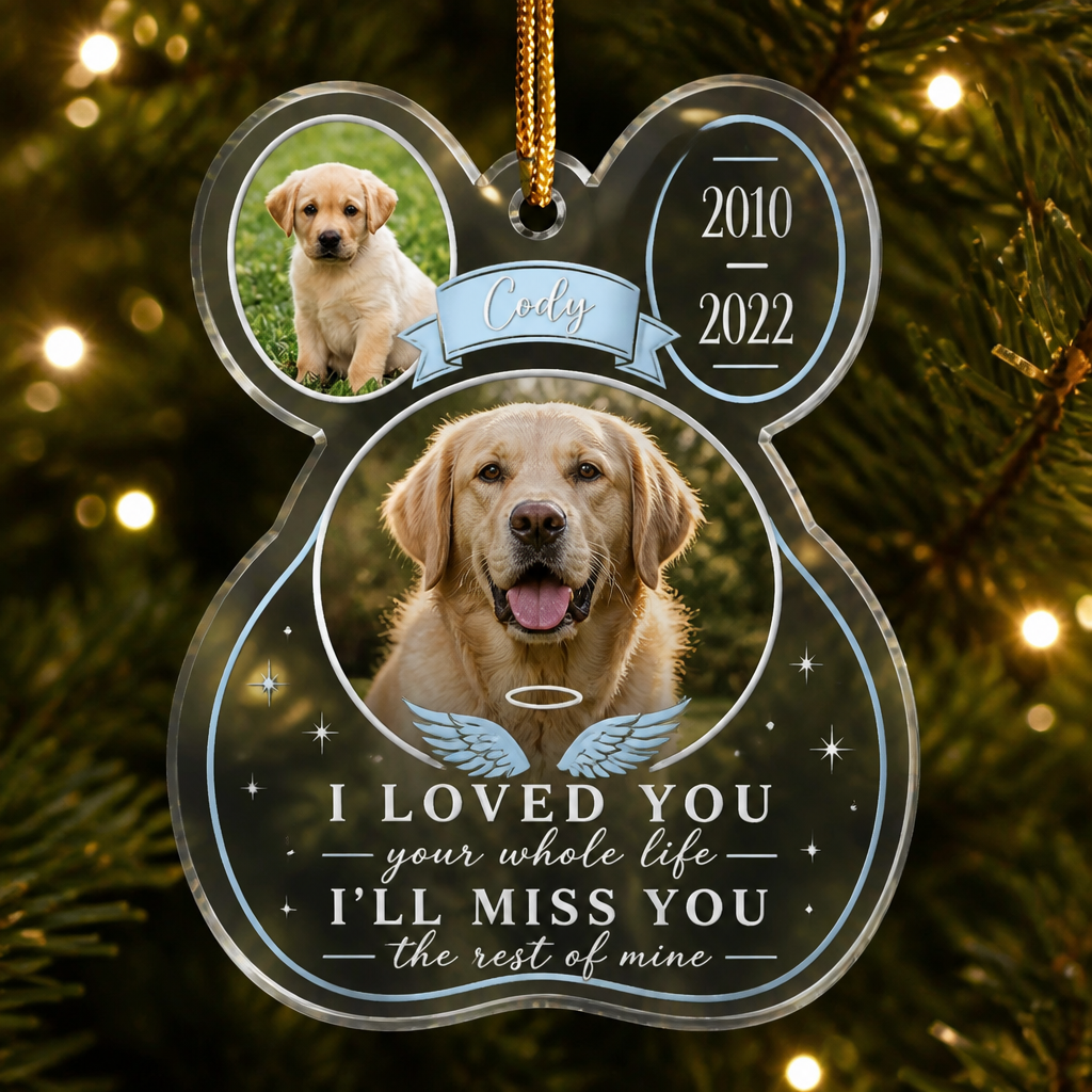 Pet Memorial Paw Transparent Acrylic Ornament – 2 Photos, Name & Years - Personalized Transparent Acrylic Ornament 5d608fa6-52f7-40c6-8cf3-56d2845e3c30.png