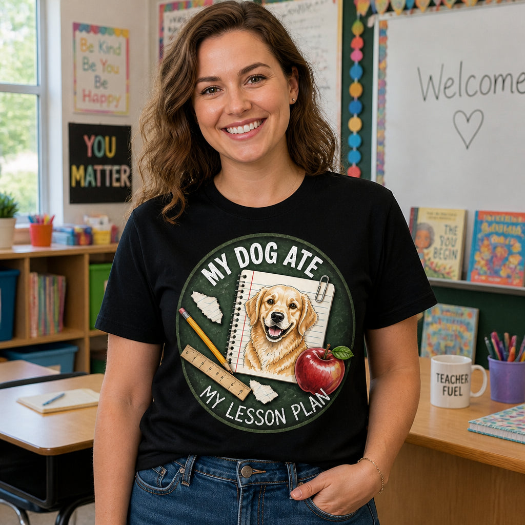 My Dog Ate My Lesson Plan — Custom Pet Portrait Teacher Tee - Personalized T-shirt 5d888629-5eed-4e29-a792-5aa3976c43a5.jpg