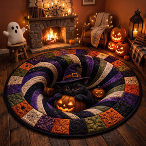 3D Halloween Black Cat Round Rug, Cute Witch Cat Optical Illusion Carpet, Spooky Pumpkin Quilted Floor Mat, Fall Decor Cat Lover Gift 5d8943cc-ae83-4792-aa5b-4ca149e833e5-1.jpg
