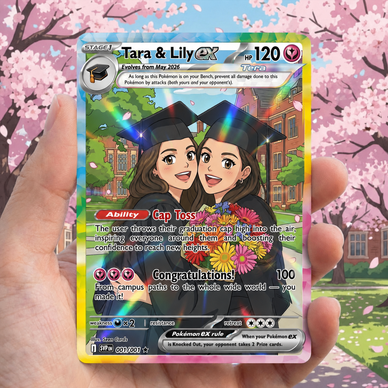 Custom Holographic Poke Style Trading Card Personalized Graduation Gift, Best Friend Printed Anime Portrait Keepsake 2026