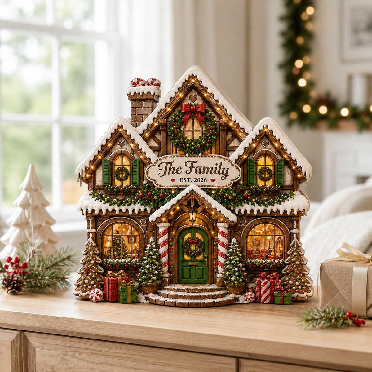 Personalized Christmas Gingerbread House Wooden Block, Custom Family Name Sign, Festive Mantel Decor, Holiday Housewarming Gift, Xmas Decor 5dee7436-60b1-47bd-932b-2b6953be7f81-banner-1.png