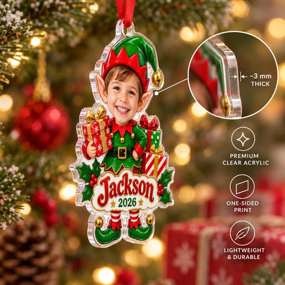 Personalized Photo Elf Christmas Ornament, Custom Boy Elf Ornament, Acrylic Christmas Tree Ornament, Kids Name Holiday Gift, 2026 Ornament 5e1160f4-688c-4b80-a6a5-d637ef1cd6aa-5.webp