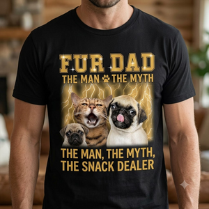 Custom Photo The Man The Myth The Snack Dealer - Gift For Dog Dad, Cat Dad, Fur Dad, Pet Lovers - Personalized T Shirt