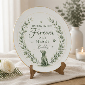 Pet Memorial Ceramic Plate — Once by my side, Forever in my Heart (Name) - Personalized Personalized Ceramic Plate 5e17194b-f28a-4c6c-a17a-18704bae822a.jpg