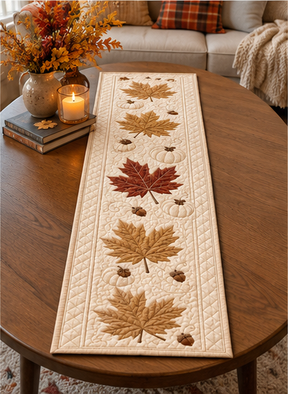 Neutral Maple Leaf Pumpkin Quilted Table Runner Patchwork Quilt Minimalist Autumn Kitchen Decor Elegant Fall Table Centerpiece New Cozy Gift 5e2b4539-8802-488b-9bdb-e69a175d6528-set1_04_bottom_center.png