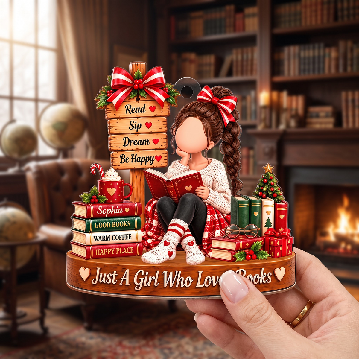 Just a Girl Who Loves Books - Personalized Acrylic Ornament - Christmas Gift for Daughter, Granddaughter 5e3a5b51-445f-45f8-9ba0-79026316da06-MOCKUP-5.png