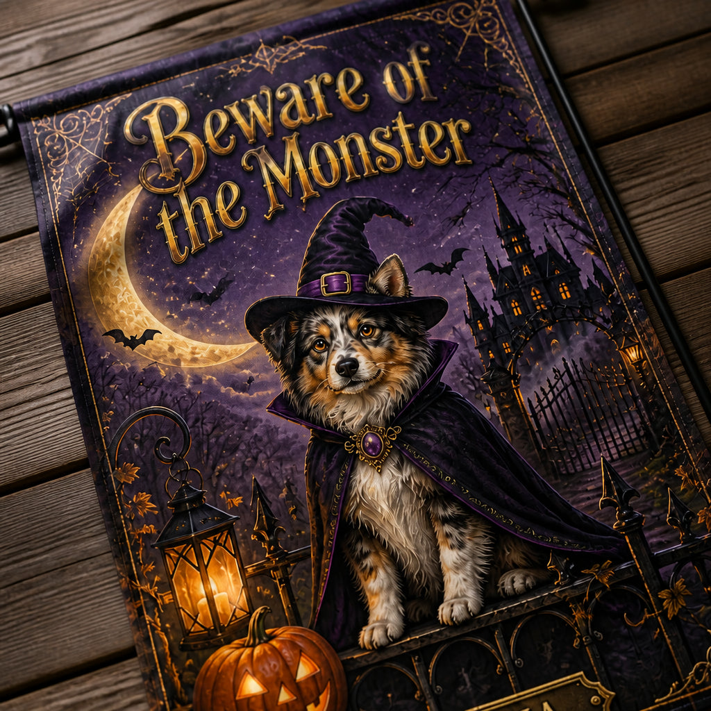 Halloween Pet Witch Garden Flag – Beware of the Monster - Personalized Family Flag 5e42349b-ab1f-4548-ac14-313aa9538bcf.jpg