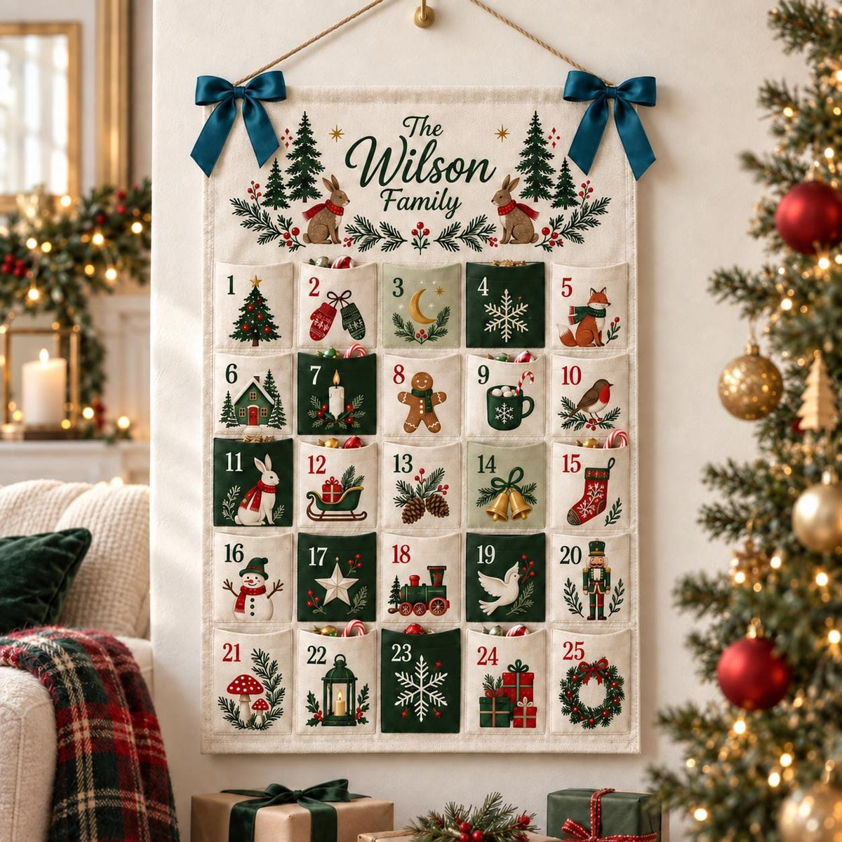 Personalized Woodland Advent Calendar, 25 Pocket Christmas Countdown, Family Name Wall Hanging 5e525a2c-d75c-4766-a3e0-37c6851020ec-il_fullxfull.8553485088_1kto.jpg
