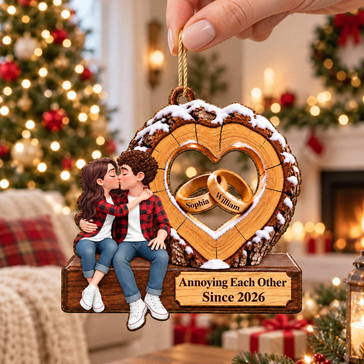 Anniversary Couple Gift - Personalized Romantic Kissing Together Forever Wooden Ornament 5e53f81e-06c4-469e-baf3-c0df67d084ac-mk-3.jpg