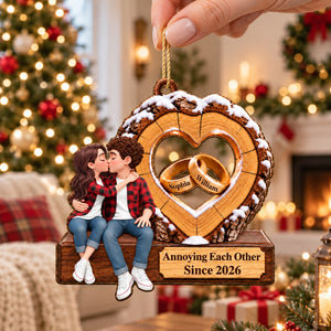 Anniversary Couple Gift - Personalized Romantic Kissing Together Forever Wooden Ornament 5e53f81e-06c4-469e-baf3-c0df67d084ac-mk-3.jpg