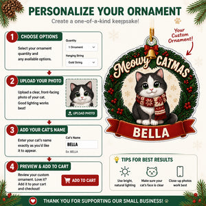 Meowy Catmas Personalized Cat Name Ornament – Wreath Edition - Personalized Laser Cut Custom Shape Ornament 5e644a32-82a8-4b0f-8027-15847c069a4e.jpg