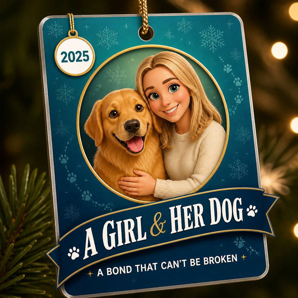 A Girl & Her Dog – Cartoon Photo Aluminum Ornament - Personalized Aluminum Ornament 5ee5ff0b-728d-40f3-914c-47a672b0fe38.jpg
