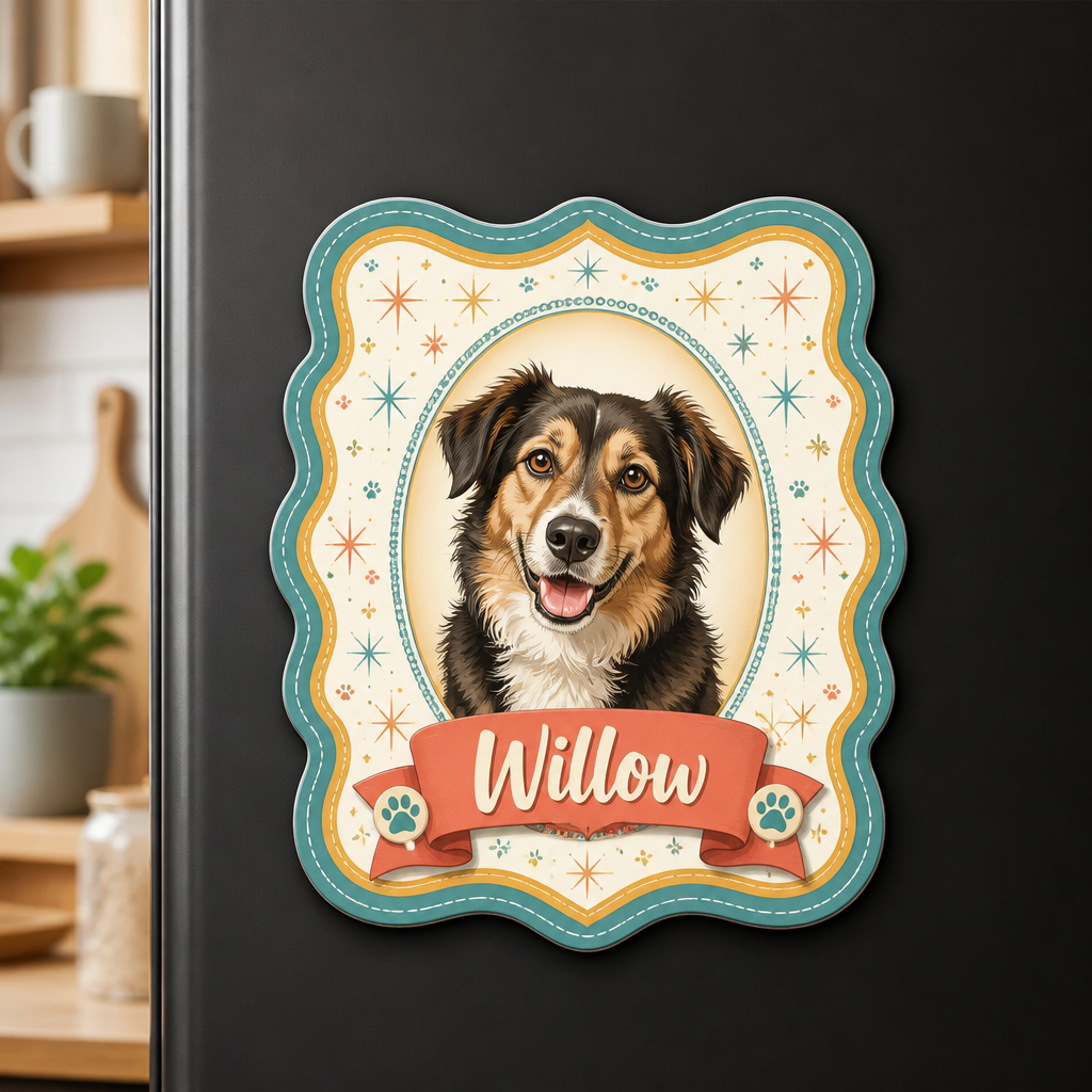 Custom Pet Portrait Name Magnet – Retro Scallop Frame - Personalized Custom Shape Fridge Magnet 5eeaafa8-5b7e-4eb5-a2e8-5a4cb9f6559b.png