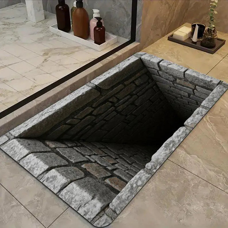 3D Illusion Stone Well Bath Mat, Funny Trap Door Floor Mat, Non Slip Bath Mat, Realistic Deep Pit Doormat, Unique Home Decor 5ef6efcf-6999-440c-9caa-c132917bdec3-KK-1-.webp