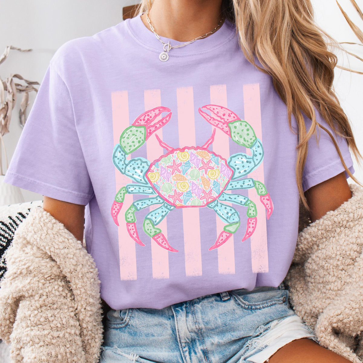 Comfort Colors Crab Shirt - Preppy Crab Graphic T-shirt - Boho Summer Beach Shirt - Retro Print Nautical Image TShirt 5f0f8467-7a87-4cd4-b721-03a882b8fcd8-12.jpg