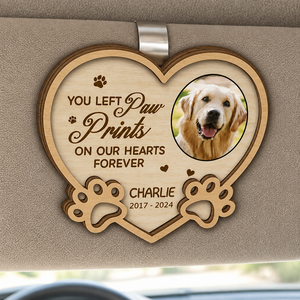 Pet Memorial Car Visor Clip – Paw Prints | Photo + Name + Years - Personalized Wooden Car Visor Clip 2 Layer 5f245ef7-1530-41c8-a3ce-8925dc07565e.png