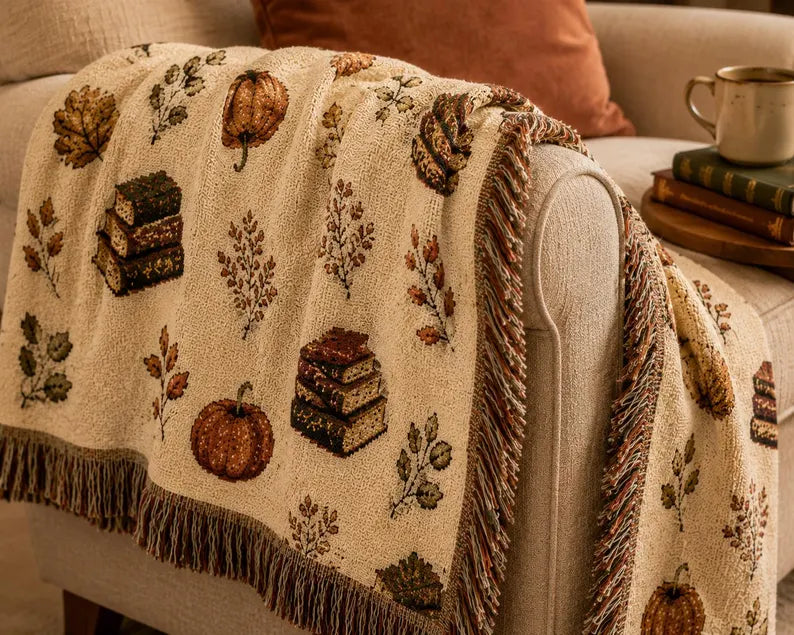 Fall Pumpkin & Books Woven Blanket | Autumn Book Blanket | Cozy Book Lover Gift 5f26c4a4-e239-469b-b4d4-7537926943c3-FDGDF-8-.webp