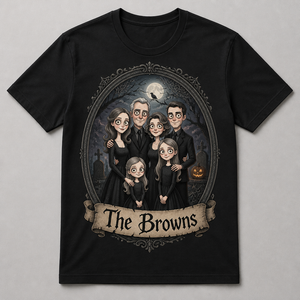 Custom Spooky Family Portrait Tee – Gothic Cartoon Style - Personalized T-shirt 5f30b698-68dc-468b-9386-70670cf8be6f.png