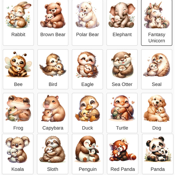 Personalized Heart Shape Acrylic Plaque | Custom Mom & Kid Names Cute Animal Design Desk Decor | 1st Mother's Day Birthday Gift