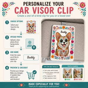 Custom Sugar Skull Pet Car Visor Clip – Photo to Art - Personalized Car Visor Clip 5f600f84-7c16-4089-a94a-3c8cd50ecd86.jpg