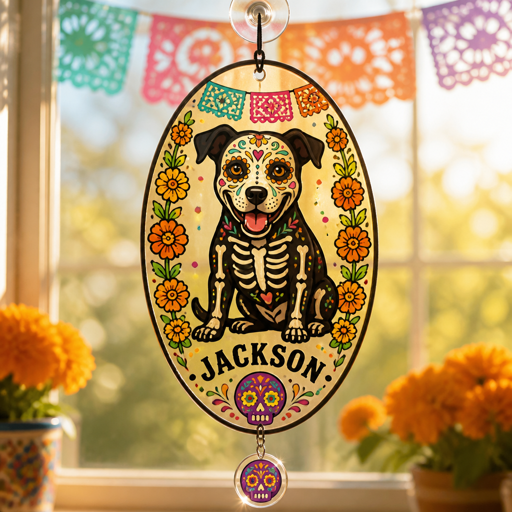 Custom Sugar‑Skull Pet Flameless Candle - Personalized 1 Layered Suncatcher with Charm 5f947c5a-9c90-49b4-acab-f796dd3f2b09.png